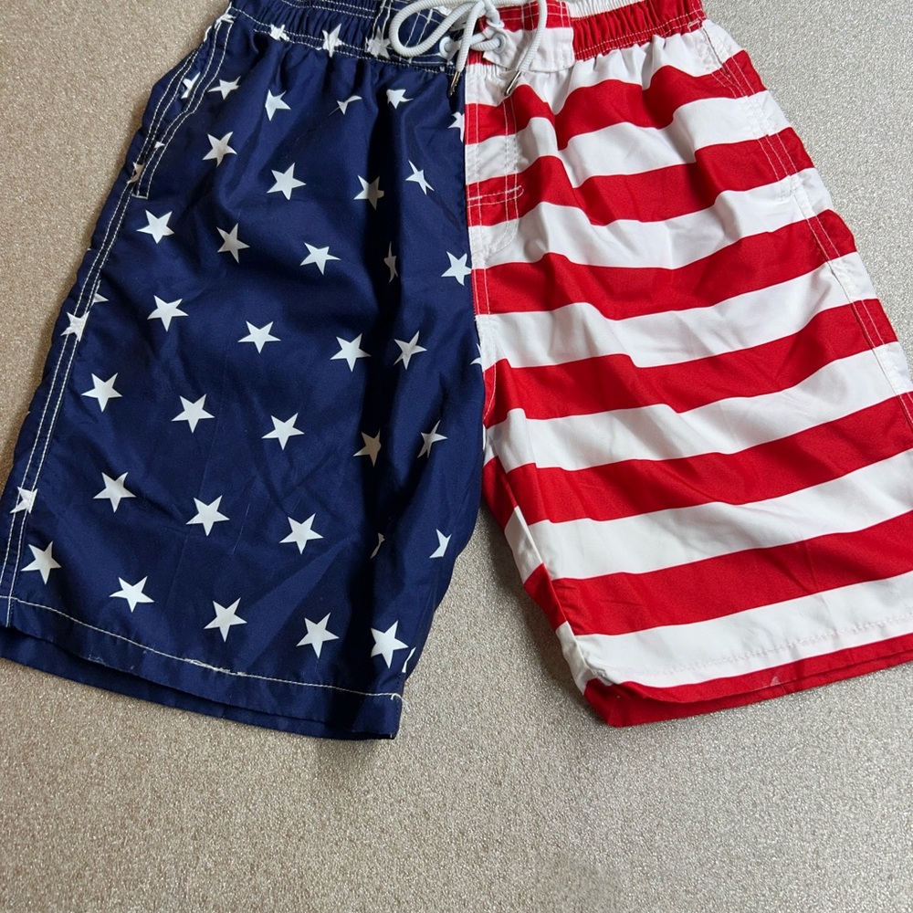 Patriotic Star and Stripe‎ Swim Trunks, Men’s Size M